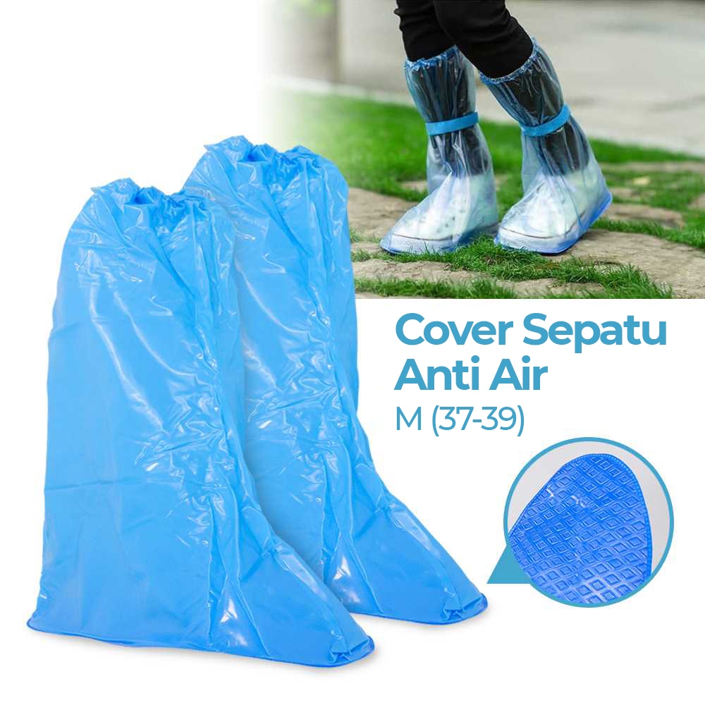 Safebet 雨衣鞋防水鞋套 PVC 防滑 M 37-39 YXT01 藍色