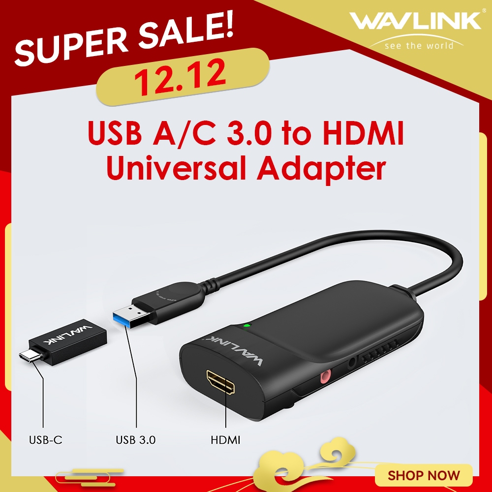 Wavlink USB 3.0 轉 HDMI 通用視頻適配器 Displaylink 芯片最多支持 6 個顯示器顯示 2