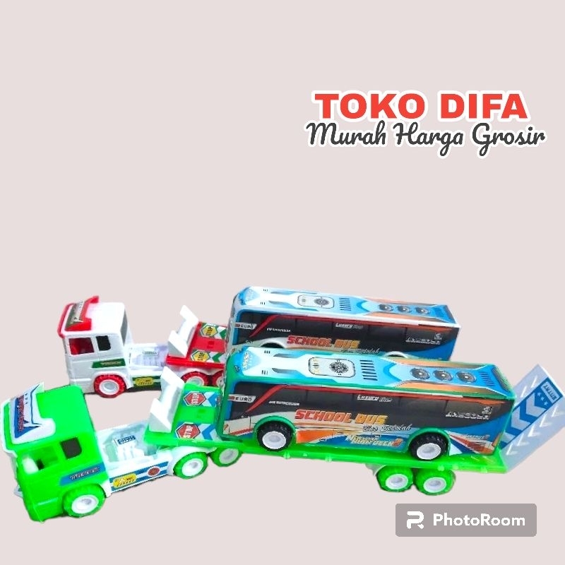 Dt Toys 玩具車容器適合大型巴士拖車適合巴士