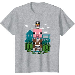 Minecraft Farm 動物堆疊海報 T 恤高級發行兒童 T 恤