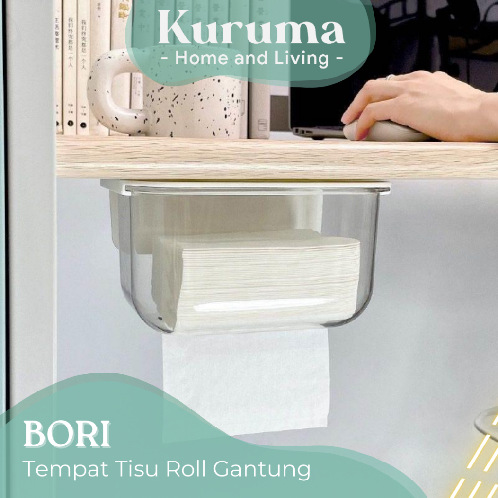 Kuruma BORI 紙巾盒卷簡易容器和托盤紙巾卷美學實用衛生紙存儲極簡紙巾卷容器透明衛生紙架