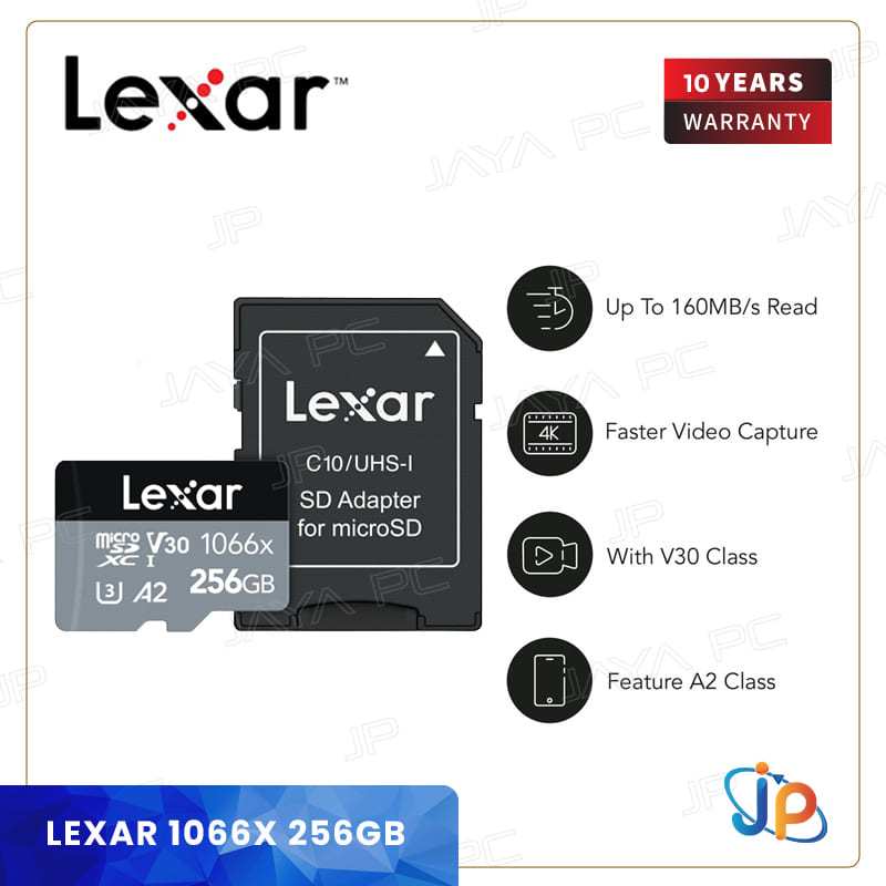 Lexar 專業 1066x MicroSDXC A2 256GB 4K 微型 SD 適配器