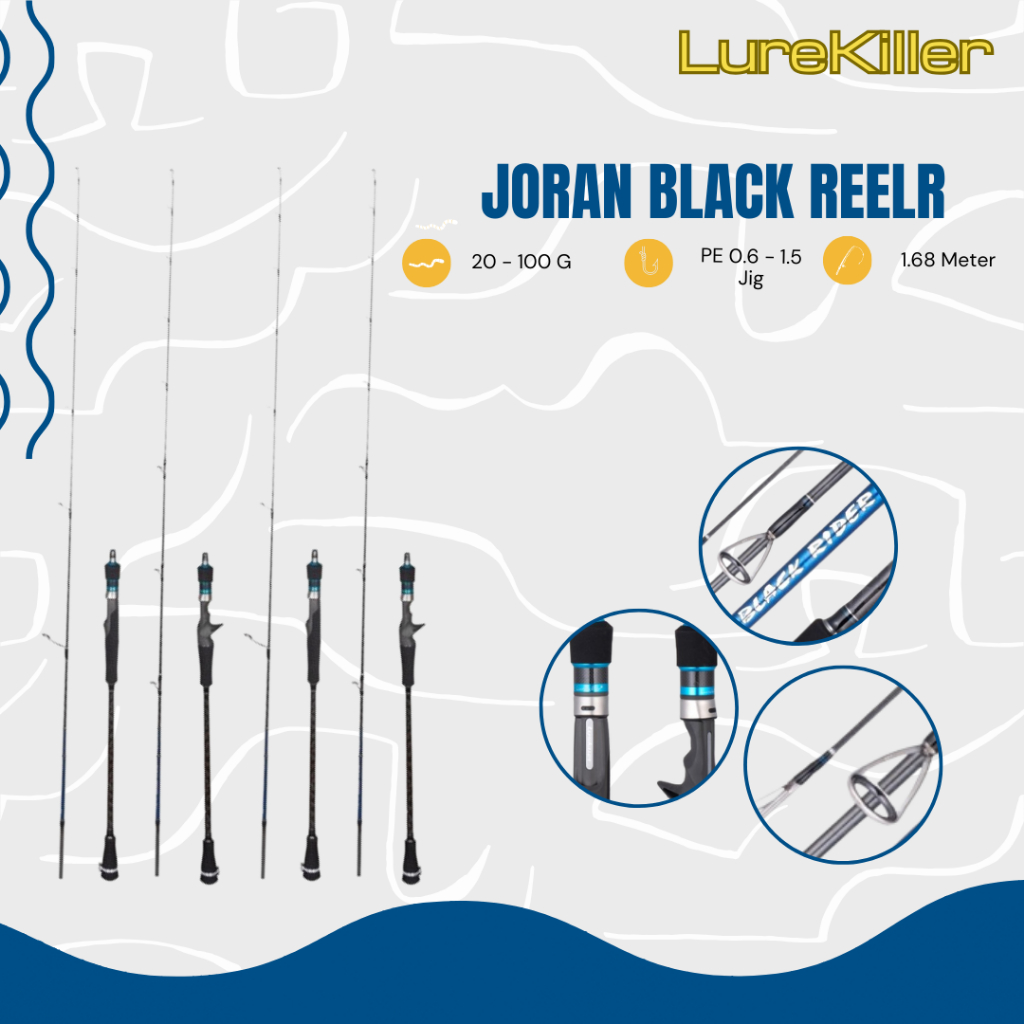 Lurekiller 黑色 RIder 釣魚竿輕型跳汰機 1.68M 環形導軌 Fuji PE 0.6-1.5 Jig