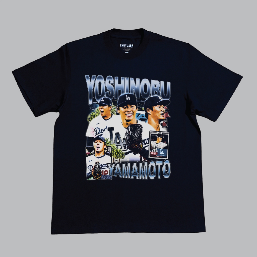 Yoshinobu Yamamoto LA Dodgers T 恤重量級棉 16 年代 T 恤 MLB