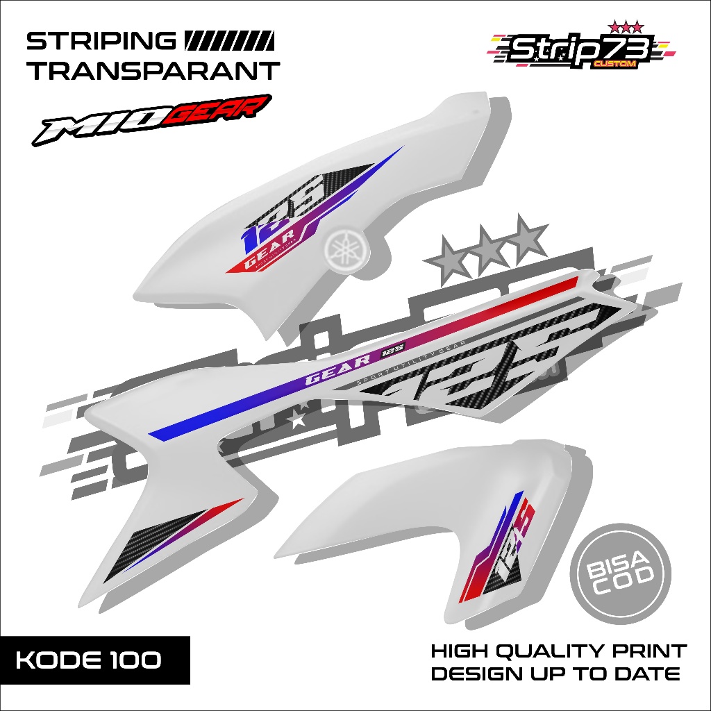 100 張貼紙條紋 UV MIO 齒輪透明設計列表變化賽車