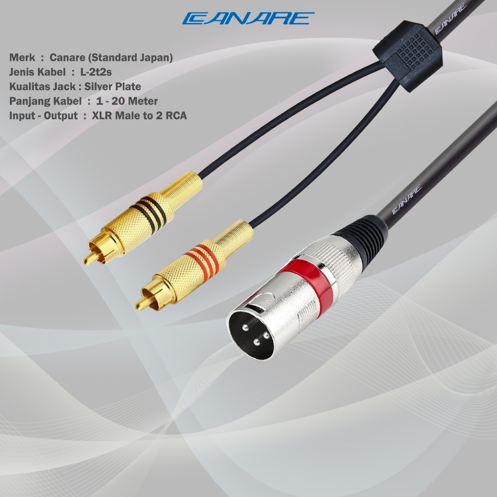 Canare 音頻電纜混音器插孔佳能 1x XLR 公頭轉 2x RCA 日本標準