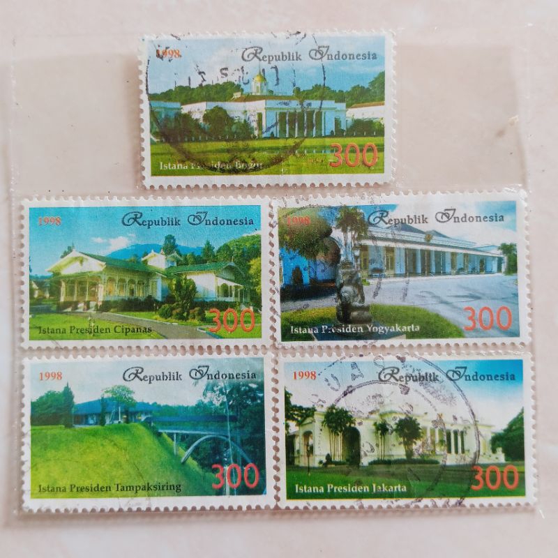 印度尼西亞郵票 1998 年總統宮全套 5 件二手