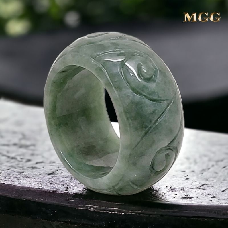 緬甸玉天然石戒指雕刻翡翠玉 A 型原件