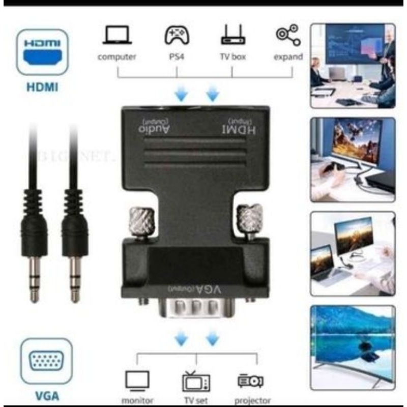 轉換器 HDMI 母頭轉 VGA 公頭 1080P 音頻端口 HV1000200