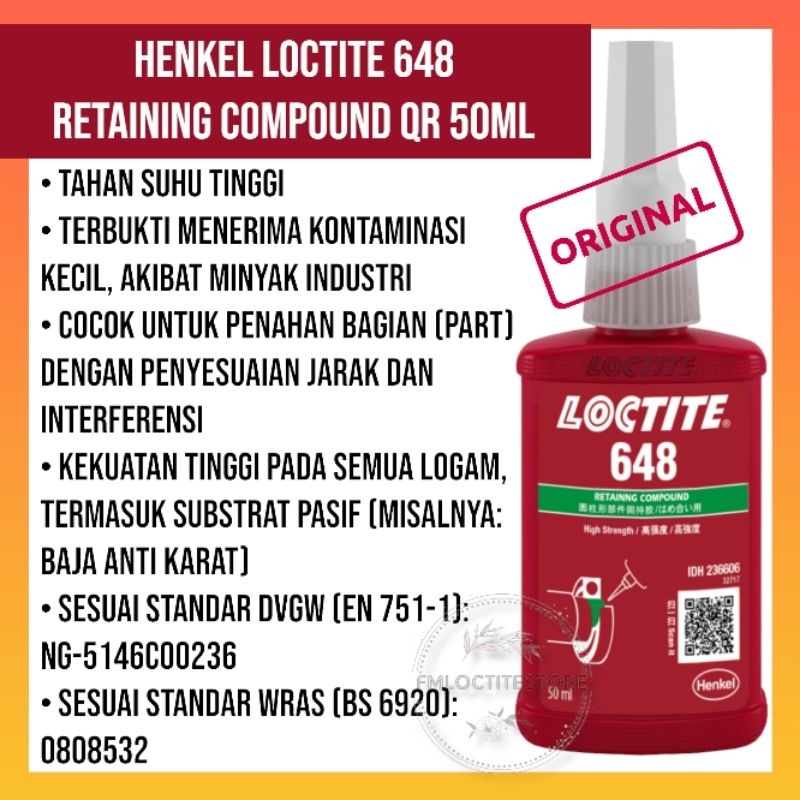 Henkel LOCTITE 648 膠軸固定劑高強度 QR 50ML