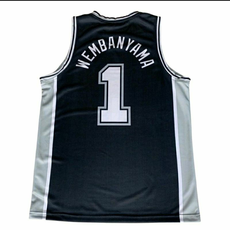 Hitam Victor Wembanyama San Antonio Spurs 籃球球衣 1 NBA 黑色黑色 T