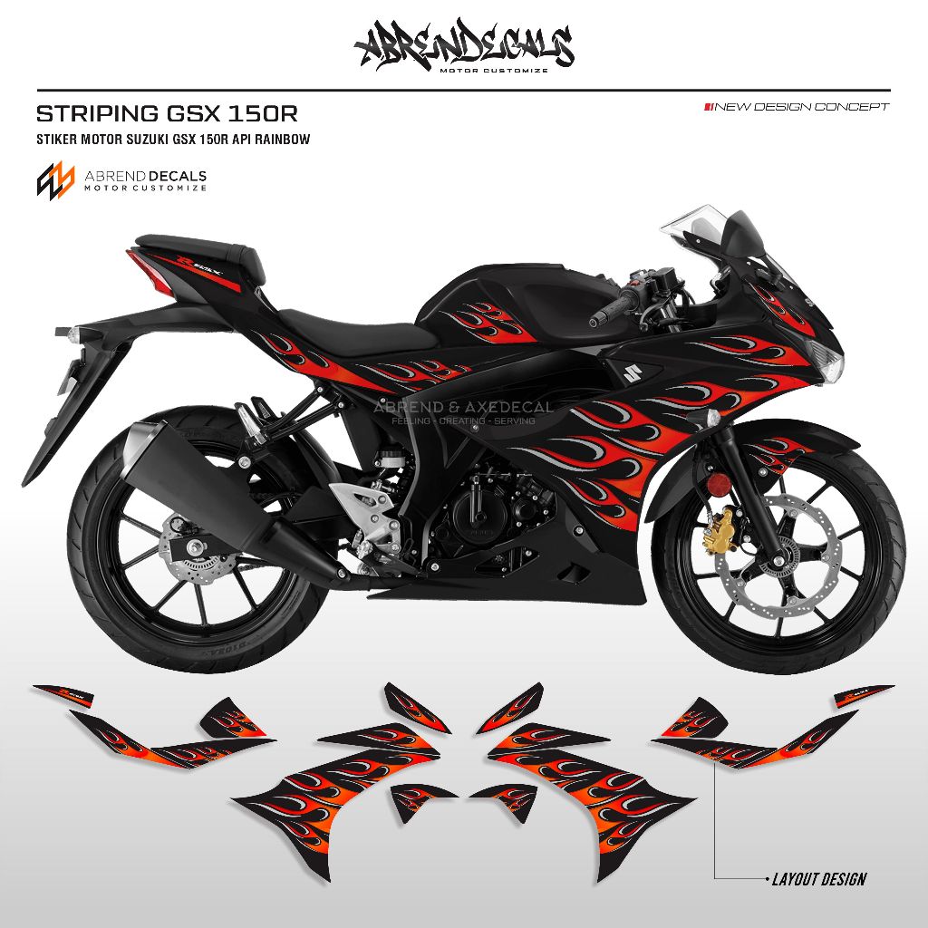 SUZUKI 條紋 GSX 150 R Api 彩虹貼紙摩托車鈴木 GSX 設計定制變體庫存貼花