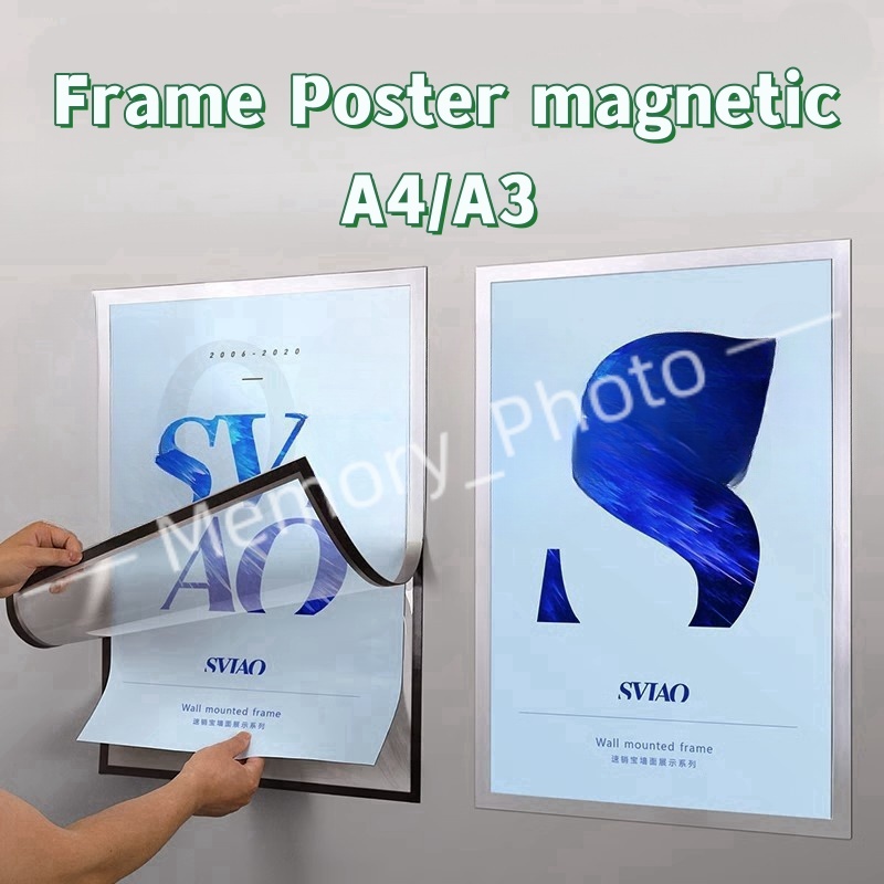 小冊子海報架壁掛式小冊子展示標誌架 A3 A4 磨砂磁性文件展示 PVC/銀色