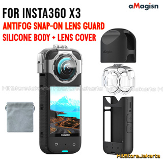 Amagisn 鏡頭保護膜 Insta360 X3 相機卡扣式防霧鏡頭護罩矽膠套配件