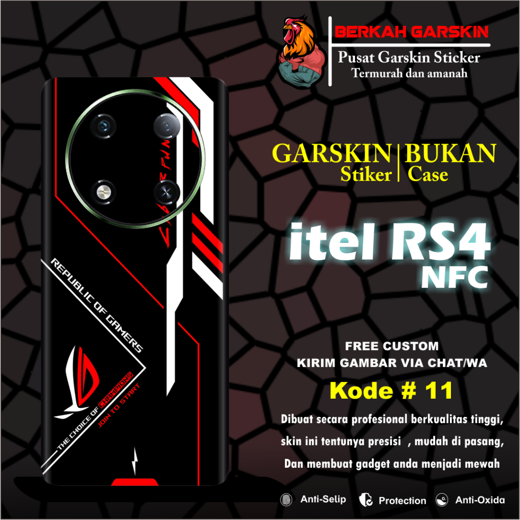 Garskin 貼紙 ITEL RS4 NFC 圖案 11 15 可以要求圖片