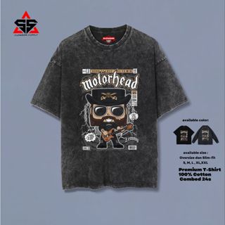 高級 Kaos Lemmy Killmister Motorhead 超大號水洗 T 恤超大號石洗修身版型 LKM-1