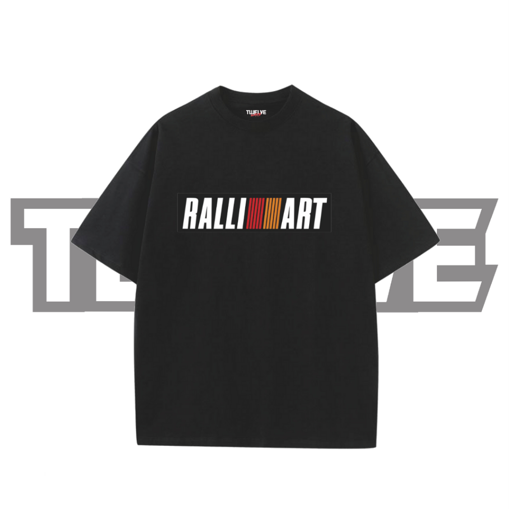 Hitam Ralliart 標誌超大 T 恤水洗黑色美學 T 恤上衣男士女士襯衫男孩女孩中性汽車 T 恤 Ralli