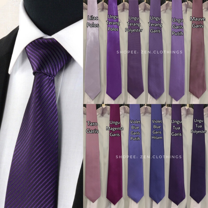 Ungu 男士領帶手動領帶成人長款素色條紋圖案紫色丁香芋頭紫紅色紫羅蘭色