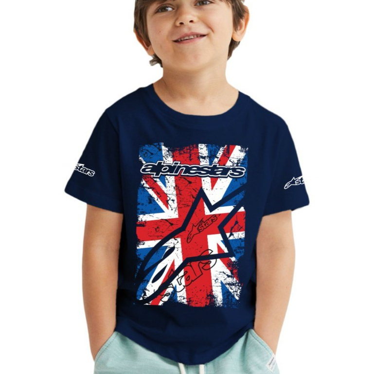 男童 T 恤摩托車交叉男童賽車摩托車襯衫兒童賽車 T 恤英國國旗