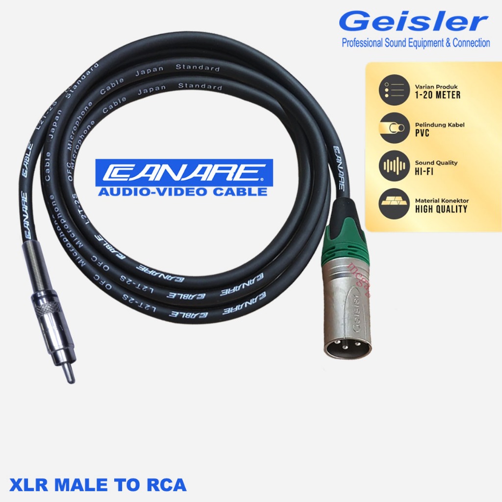 Canare 音頻線麥克風插孔電纜佳能 XLR 公頭轉 1 RCA GEISLER