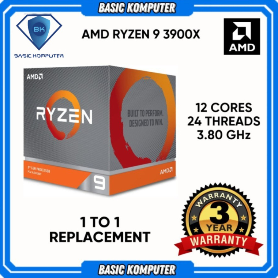 Amd RYZEN 9 3900X 3.8 GHz CPU 盒插座 AM4 3 年保修