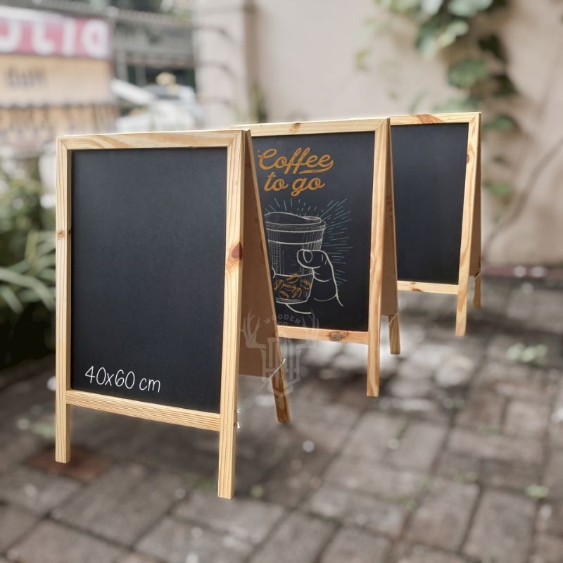 Kayu 2面立式黑板黑板木板咖啡廳菜單婚禮裝飾