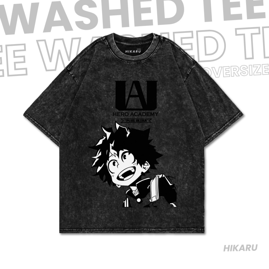 Hikaru Kaos Anime MY HERO ACADEMIA IZUKU MIDORIYA 超大號水洗 T 恤