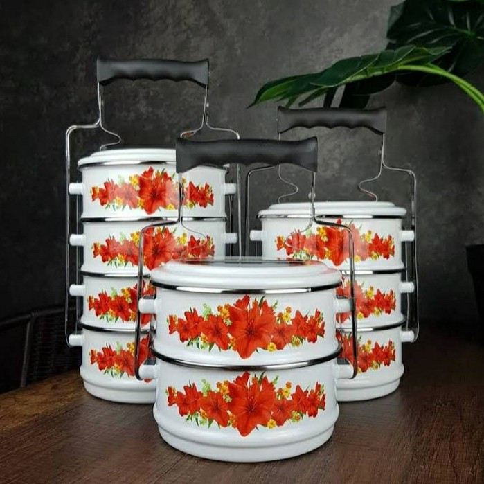 Panda Maspion Jumbo Basket 直徑 24 Maspion 搪瓷籃,用於配菜,帶花卉圖案午餐盒籃子