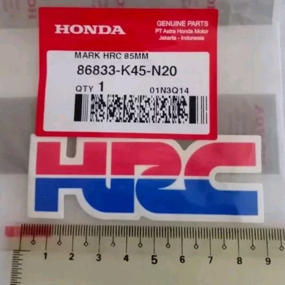 HONDA 86833K45N20 HRC 85mm 標誌標籤貼紙原裝 AHM 2 正品原裝本田正品零件單位價格 1 件