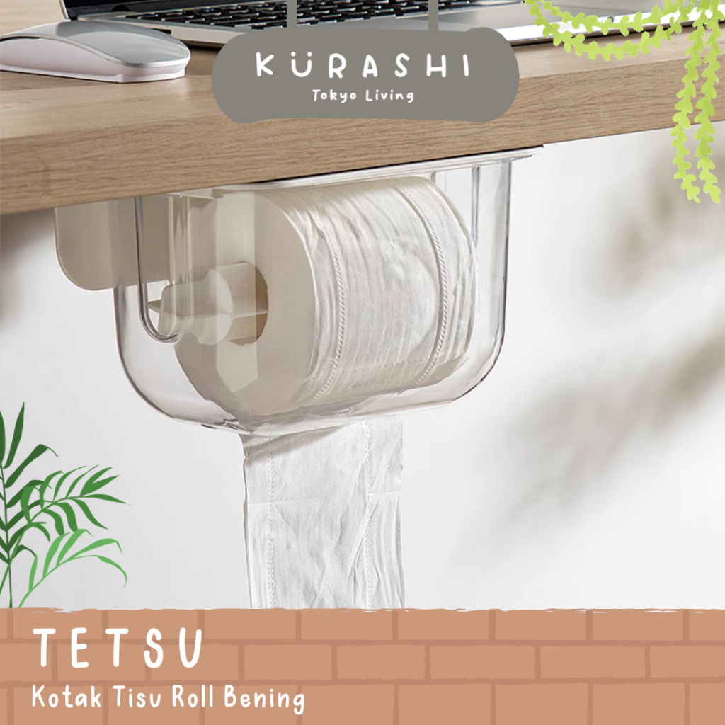 Tetsu 紙巾卷容器透明紙巾卷架簡易衛生紙巾盒容器和紙巾托盤卷美學實用衛生紙存儲