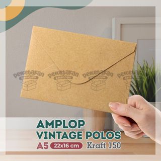 A5 復古牛皮紙信封牛皮紙材料 150GR 尺寸 16x22CM A5 棕色信封