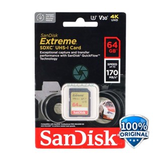 SANDISK 閃迪至尊 SDXC UHS-I SD 卡 V30 U3 Class 64GB 64GB 170mbps
