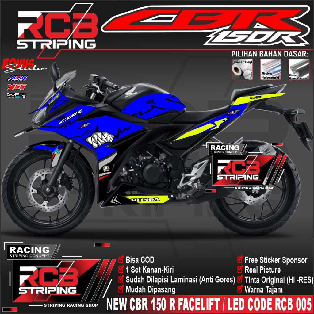 條紋變化 HONDA CBR 150 R FACELIFT 貼紙列表變化摩托車 CBR 150 R RCB 005