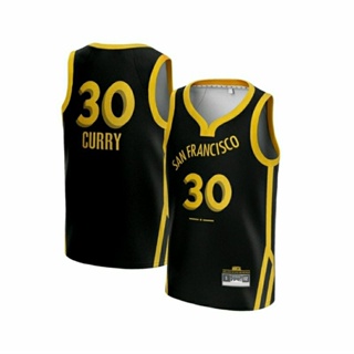 Hitam Stephen Curry San Fransisco 30 籃球球衣黑色 NBA T 恤上衣