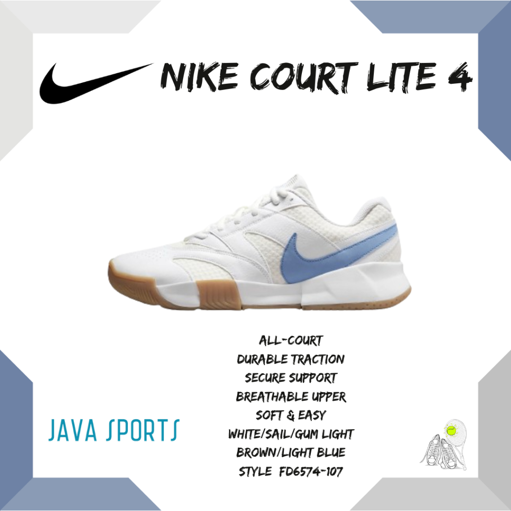 耐吉 Nike Court Lite 4 網球鞋 Original 網球鞋白色/風帆/口香糖淺棕色/淺藍色