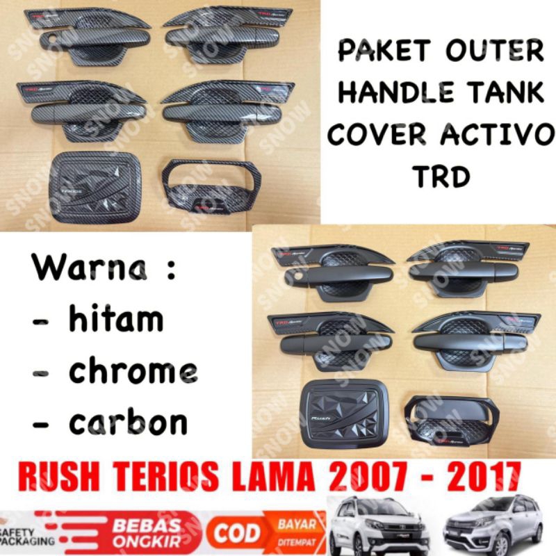 Hitam 包裝外把手油箱蓋 Rush Terios Old Lama 2007 2012 2015 2017 黑色鉻碳