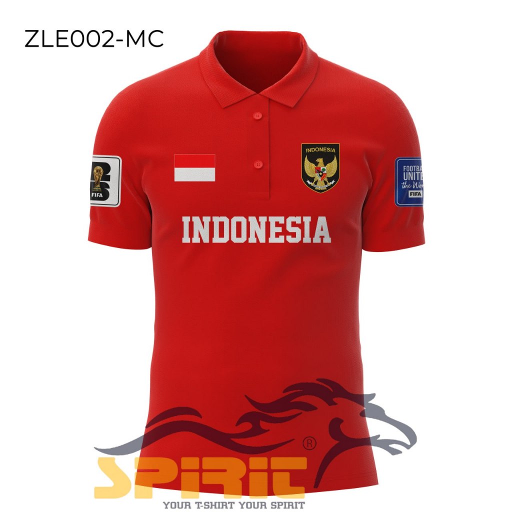 印尼國家隊 Polo 衫 2024 Garuda 領襯衫世界杯合格亞洲區高級 DTF 絲網印刷