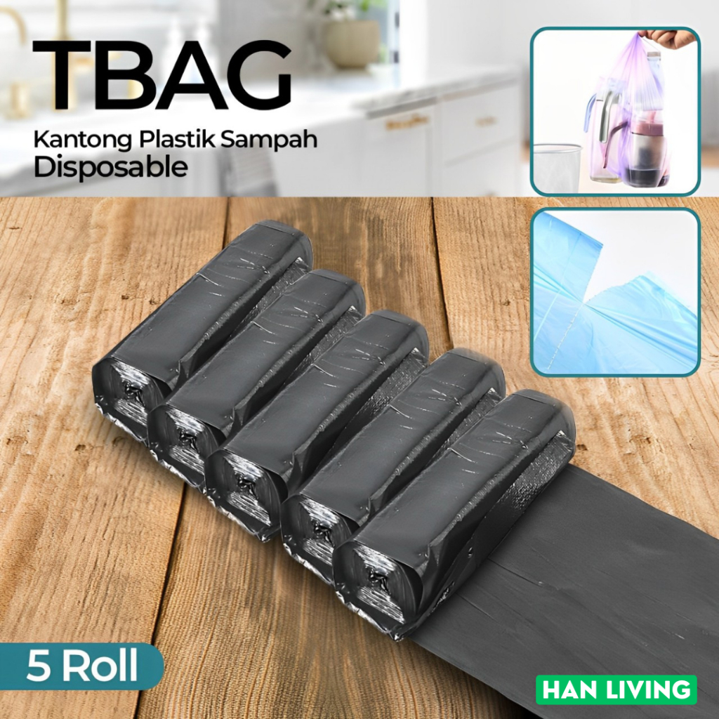 卷塑料垃圾袋帶繩卷塑料垃圾袋 45x50cm 5 卷黑色