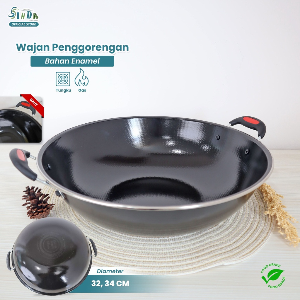 Peralatan HITAM Sinda 搪瓷鍋 32-34CM 2耳鍋黑色不粘鍋