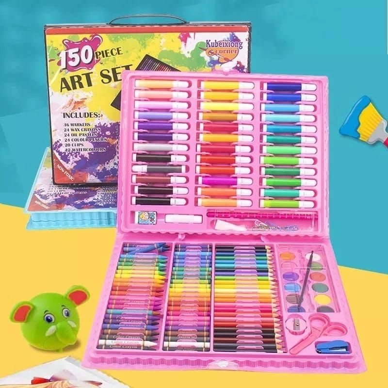 蠟筆套裝 150 支筆完整的彩色防水蠟筆兒童繪畫工具