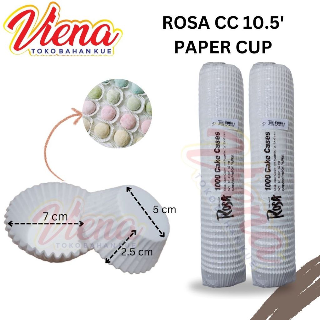 Putih Rosa CC 10.5 圓形內容 1000s 白色圖案紙杯圓形紙麵包蛋糕盒