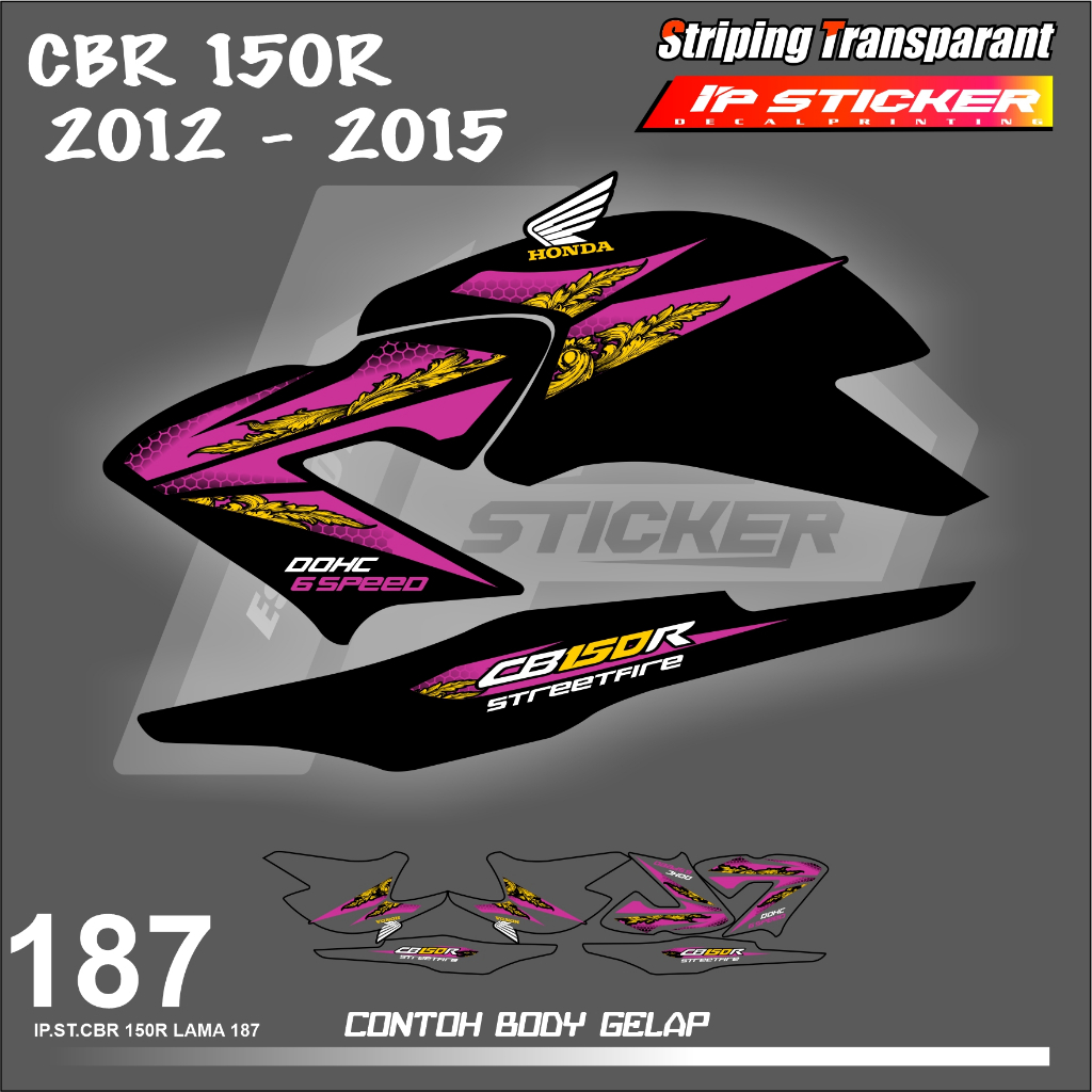 Cbr 150 R 2012-2015 摩托車條紋貼紙 HONDA CBR 150R 2012 2015 簡單清單貼紙顏