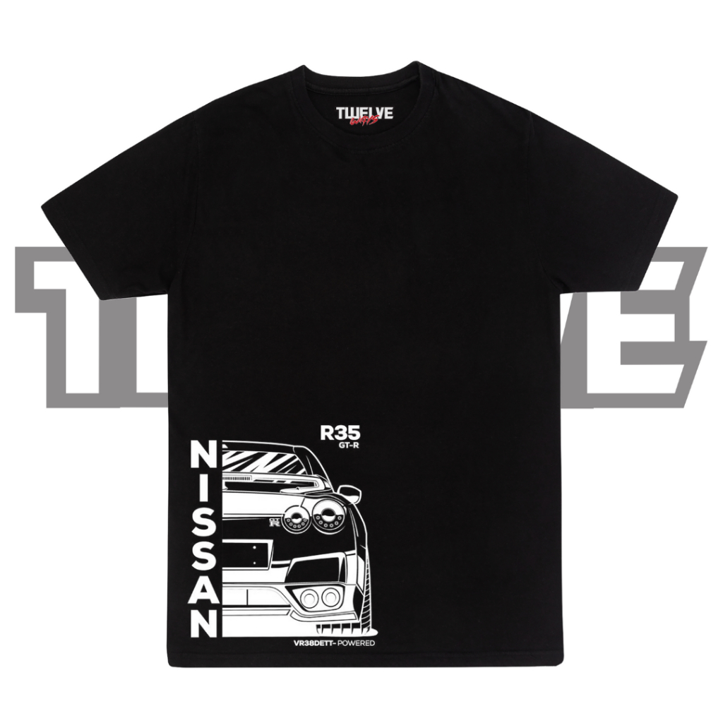 Nissan SKYLINE GTR R35 黑色常規 T 恤 T 恤 JDM 上衣男士女士襯衫男孩中性