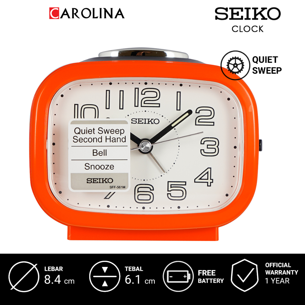 鬧鐘 QHK060E SEIKO QHK060E 相當掃墊橙色錶殼白色錶盤 84cm 鬧鐘台