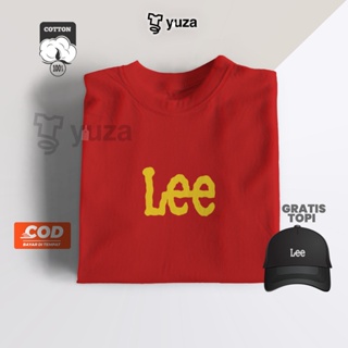 免費帽子 YUZA CLOTH T 恤男士女士短袖 T 恤 LEE 黃色 T 恤 Distro 棉精梳高級