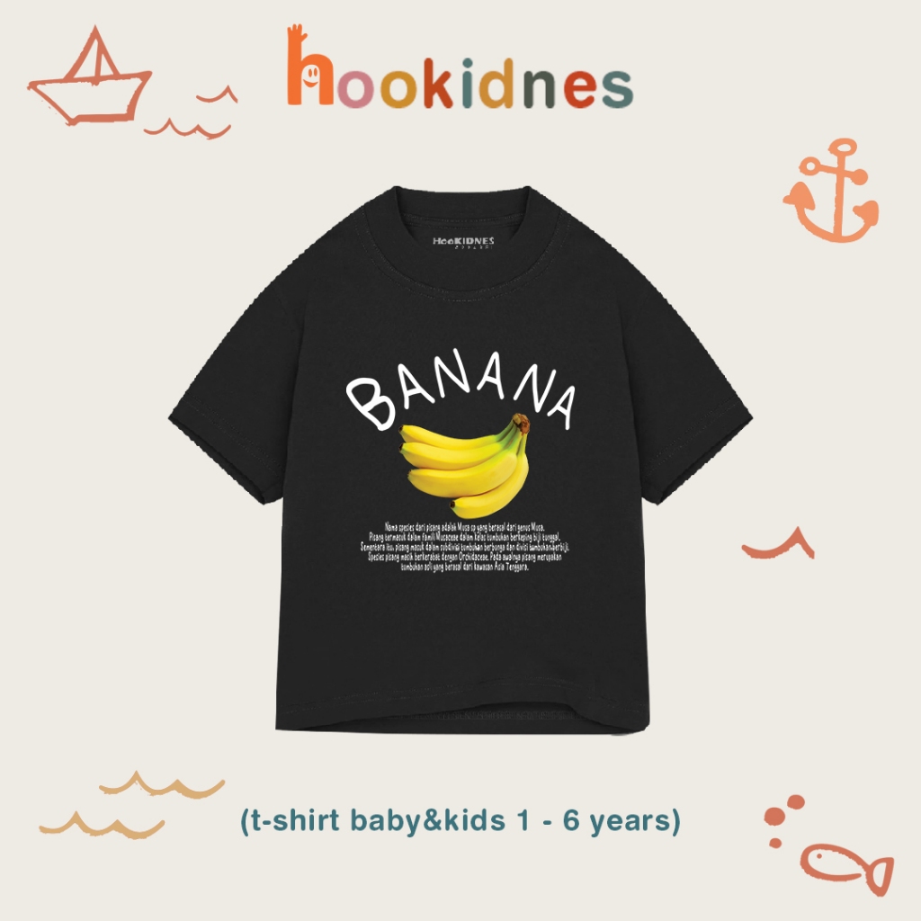 Katun T恤兒童純棉T恤1-6歲教育圖片水果系列Hookidnes