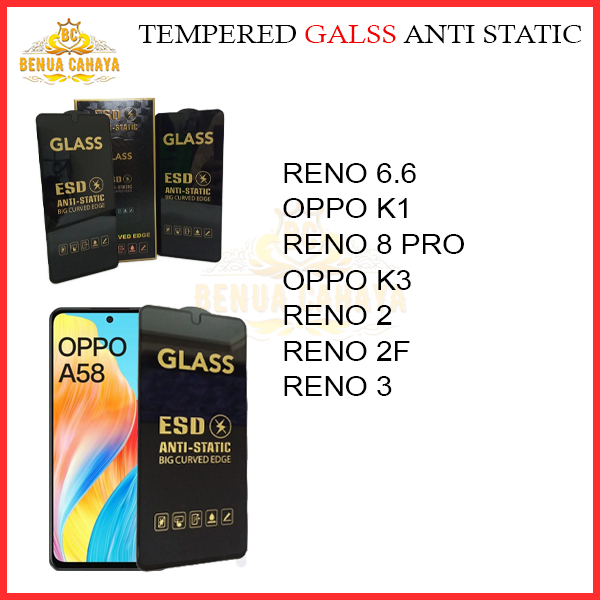 Bc鋼化玻璃防靜電oppo RENO 2 2F RENO 3 RENO 6.6 RENO 8 PRO OPPO K3 K