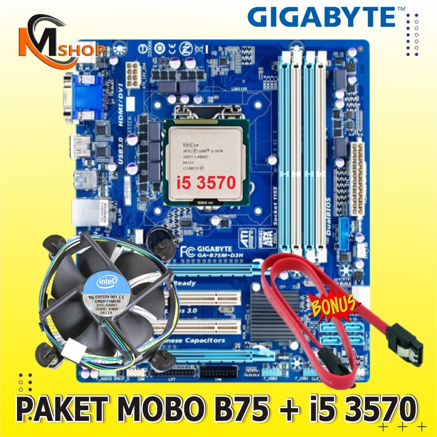 Mobo主板主板b75 LGA 1155處理器酷睿i5 3570風扇