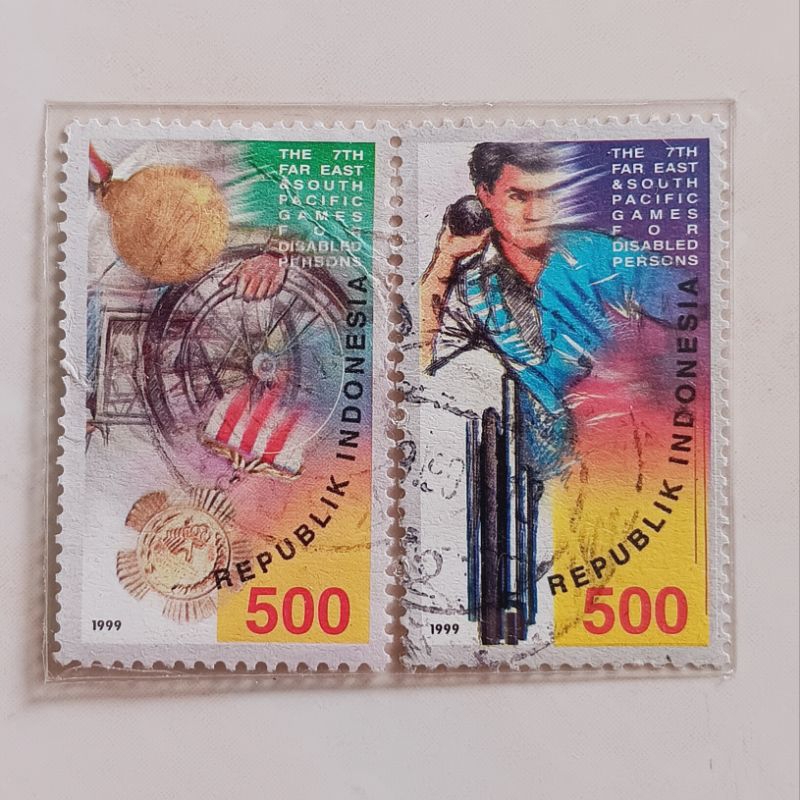 印度尼西亞郵票 1999 年十年亞洲太平洋殘疾人 1993 年 2002 年全套 2 件二手