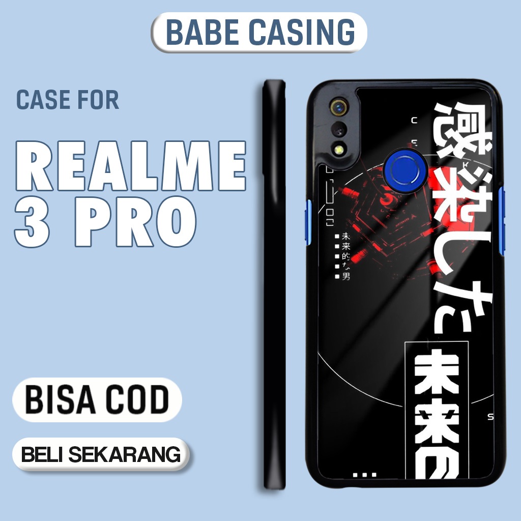 Case hp realme 3 pro 最新圖案藝術 02 酷可愛獨特的男孩和女孩手機殼豪華硬殼軟殼玻璃優質壓花透明透